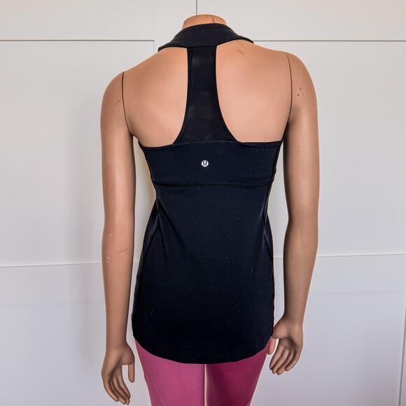 Lululemon Womens Active Scoopneck Black/White Striped Tank-Built In Bra-Size 4/6 - Picture 4 of 8